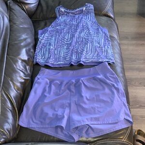 Under Armour Purple Athletic Shorts And Tank Set